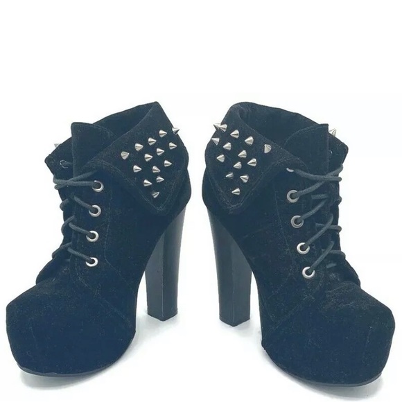 Steampunk Club Couture Velour Studded Platforms - Picture 3 of 12